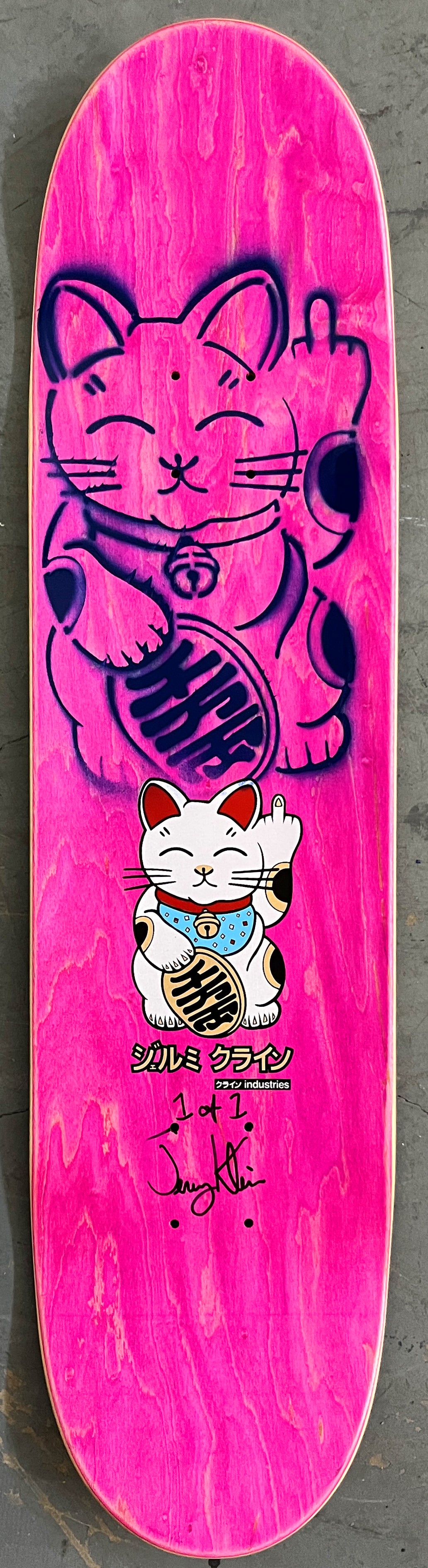 unlucky cat BLACK/BLUE/PINK 8.0 X 31.75 MIXED PROCESS 1 OF 1 SIGNED