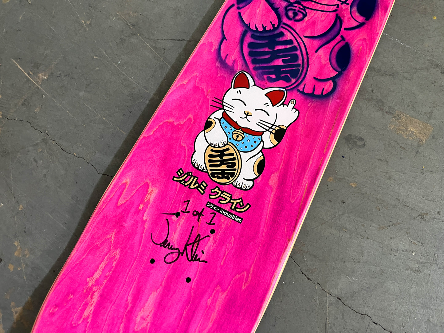 unlucky cat BLACK/BLUE/PINK 8.0 X 31.75 MIXED PROCESS 1 OF 1 SIGNED