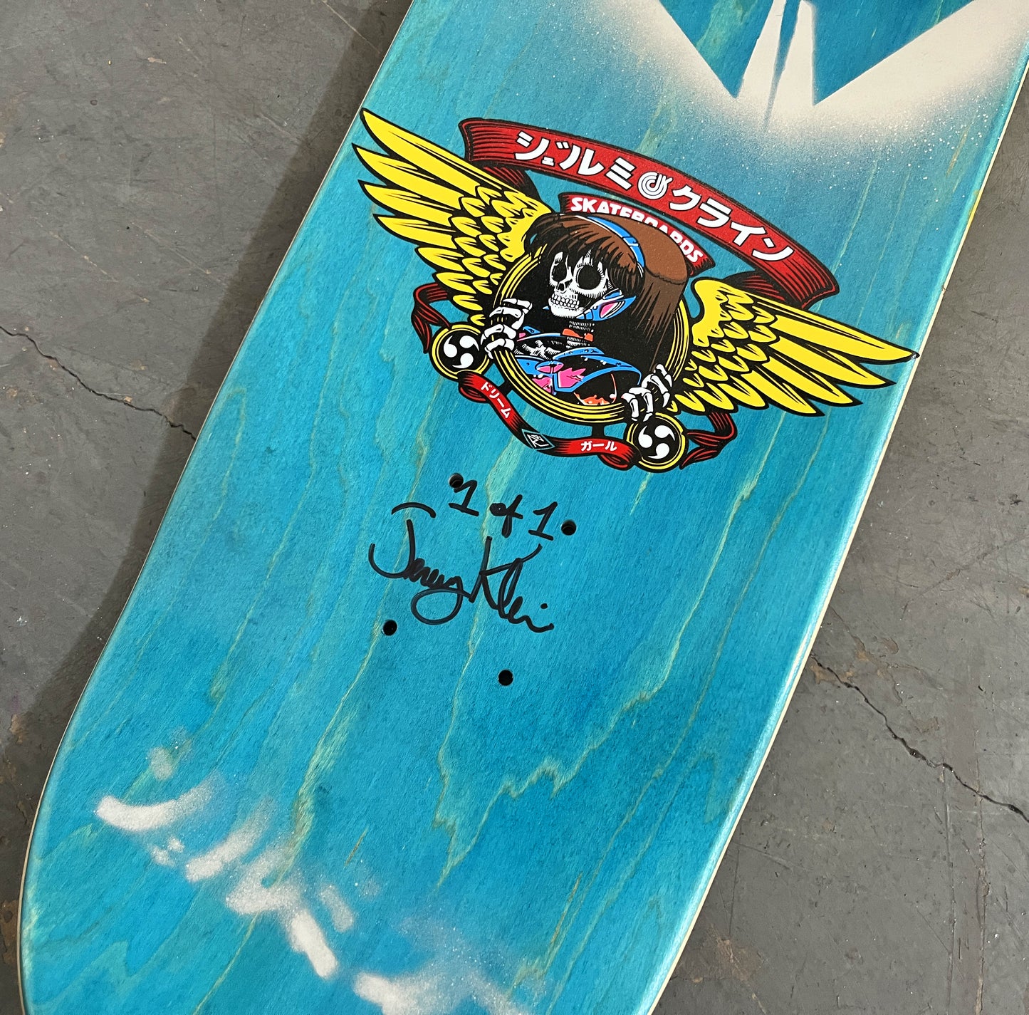 dream hawk WHITE GLITTER/BLUE/PINK 8.5 X 32.25 1 OF 1 SIGNED