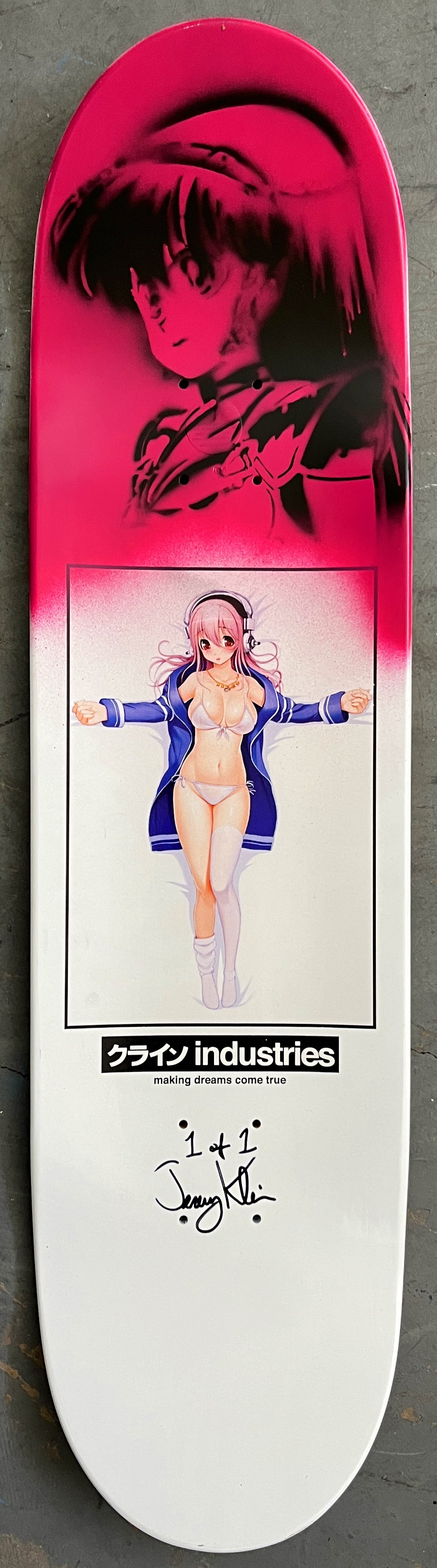 sonico 8.25 X 32.25 PEARL WHITE/PINK BLUE GRADIENT MIXED PROCESS SIGNED 1 of 1