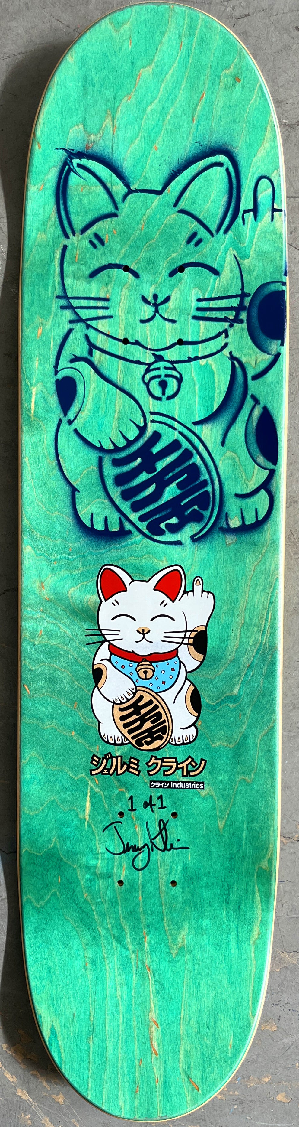 unlucky cat GOLD/YELLOW/PINK/BLUE 8.0 X 31.75 MIXED PROCESS 1 OF 1 SIGNED