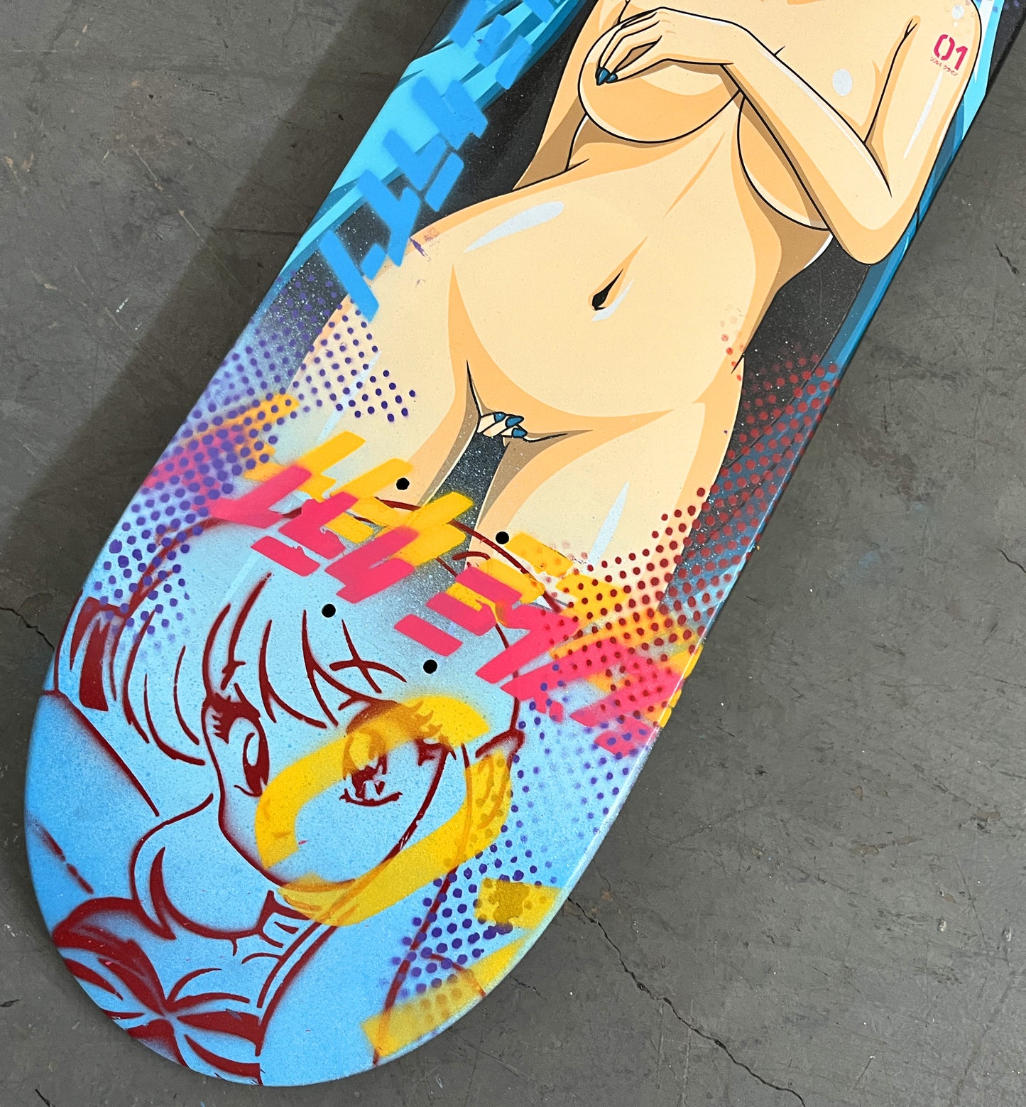 hatsune 8.25 X 32.25 BLUE GLITTER MIXED PROCESS SIGNED 1 of 1