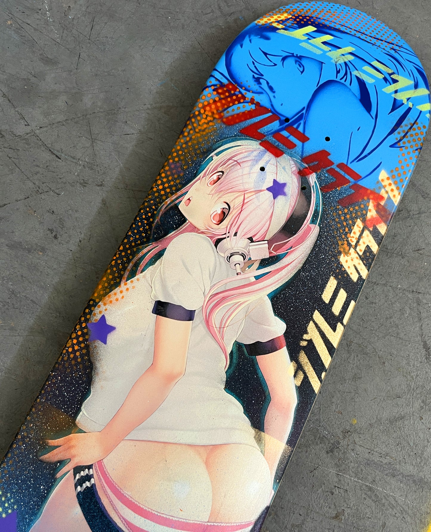 sonico 8.25 X 32.25 GALAXY/BLUE GRADIENT MIXED PROCESS SIGNED 1 of 1