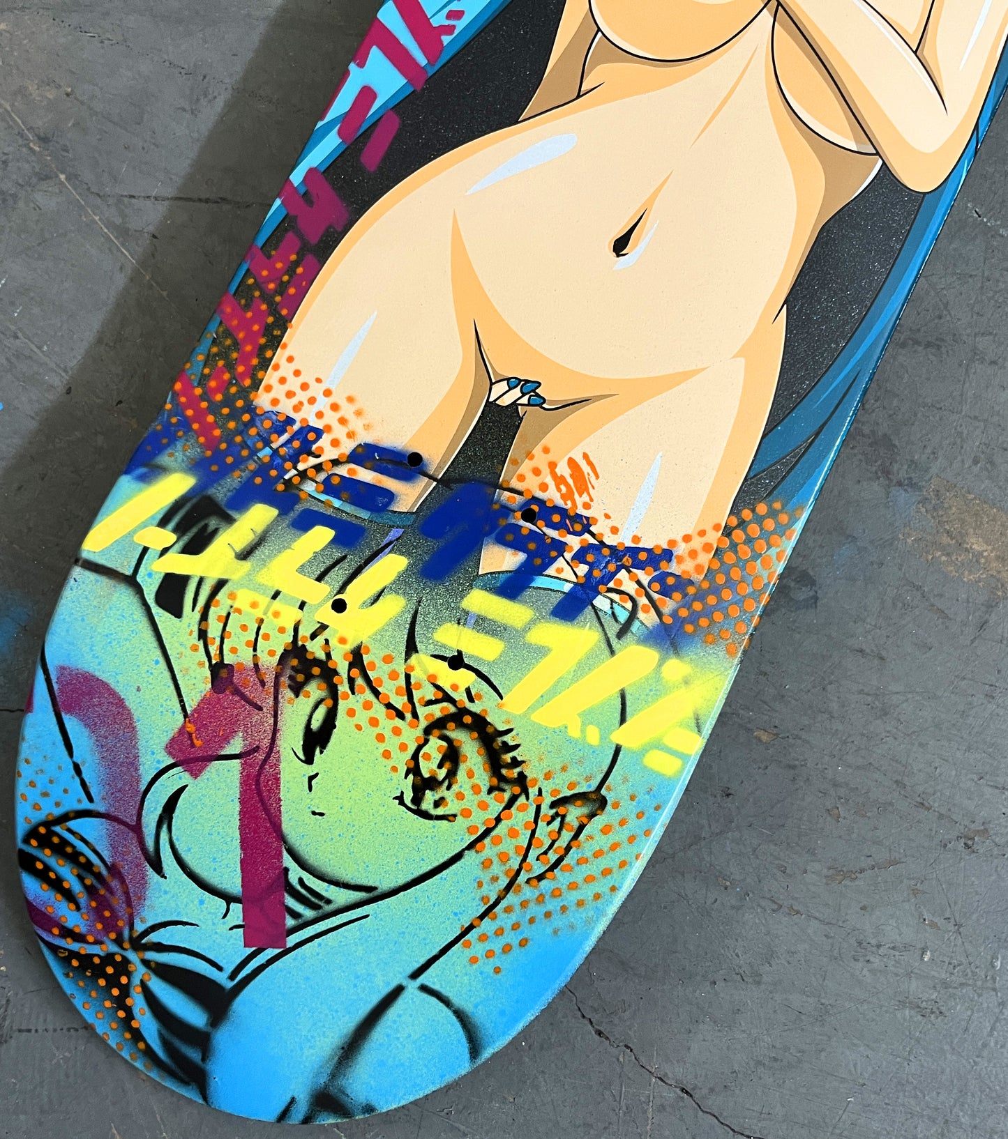 hatsune 8.25 X 32.25 YELLOW/BLUE/BLACK MIXED PROCESS SIGNED 1 of 1