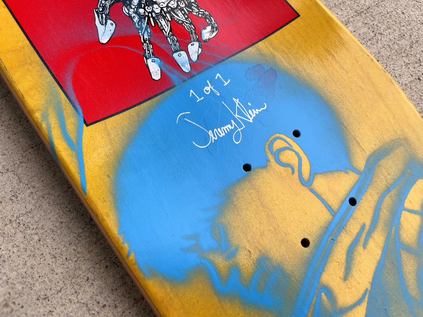 tetsuo 8.5 X 32.25 ANODIZED RED/BLUE MIXED PROCESS SIGNED 1 of 1