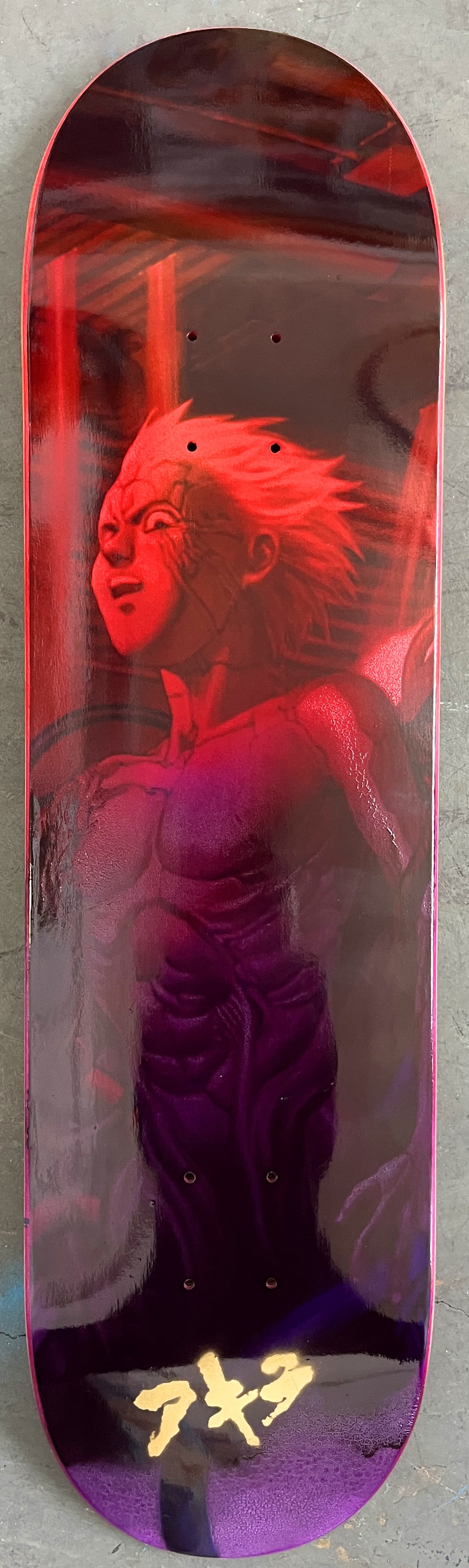 tetsuo 2 8.25 X 32.25 ANODIZED PURPLE/RED CRACKLE MIXED PROCESS SIGNED 1 of 1