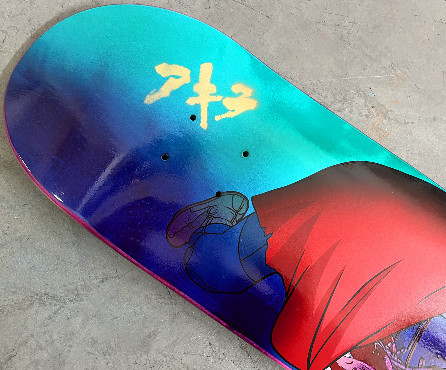 tetsuo ANODIZED AQUA/BLUE 8.5 X 32.25 MIXED PROCESS 1 OF 1 SIGNED