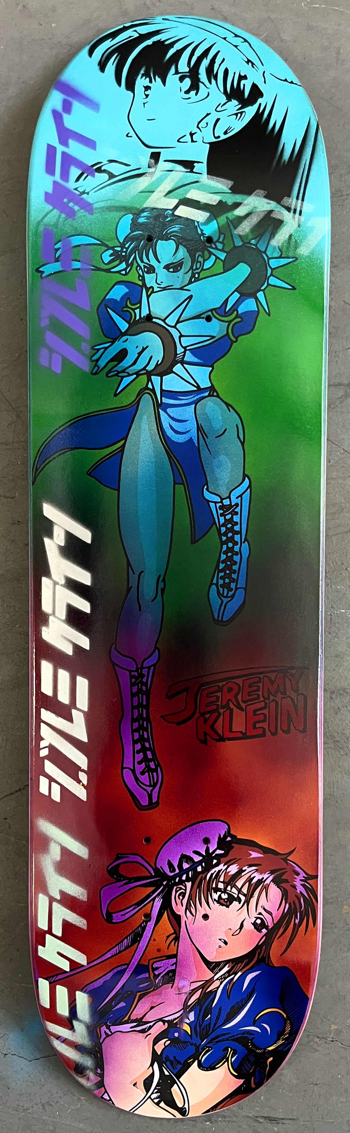 chun li 8.5 X 32.25 ANODIZED MIXED PROCESS 1 OF 1 SIGNED