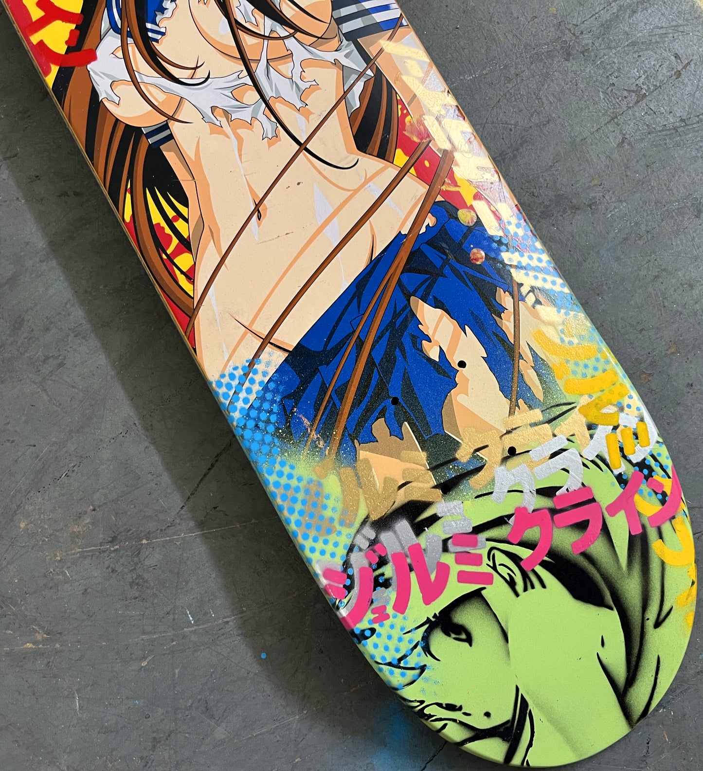 battle school girl 8.0 X 31.75 GREEN MIXED PROCESS SIGNED 1 of 1