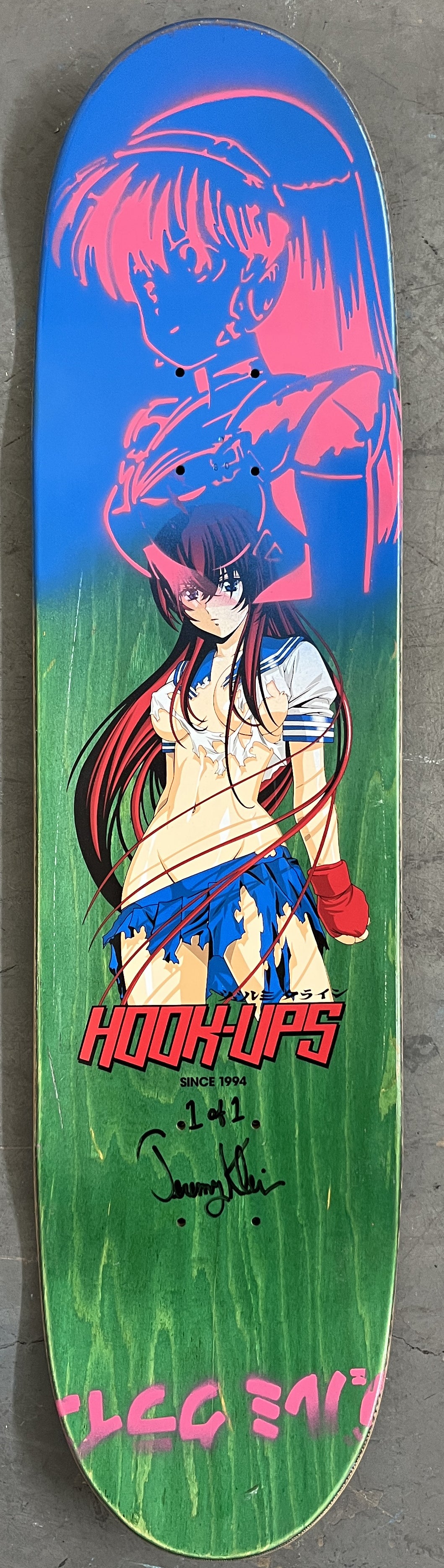 battle school girl 8.0 X 31.75 GREEN MIXED PROCESS SIGNED 1 of 1