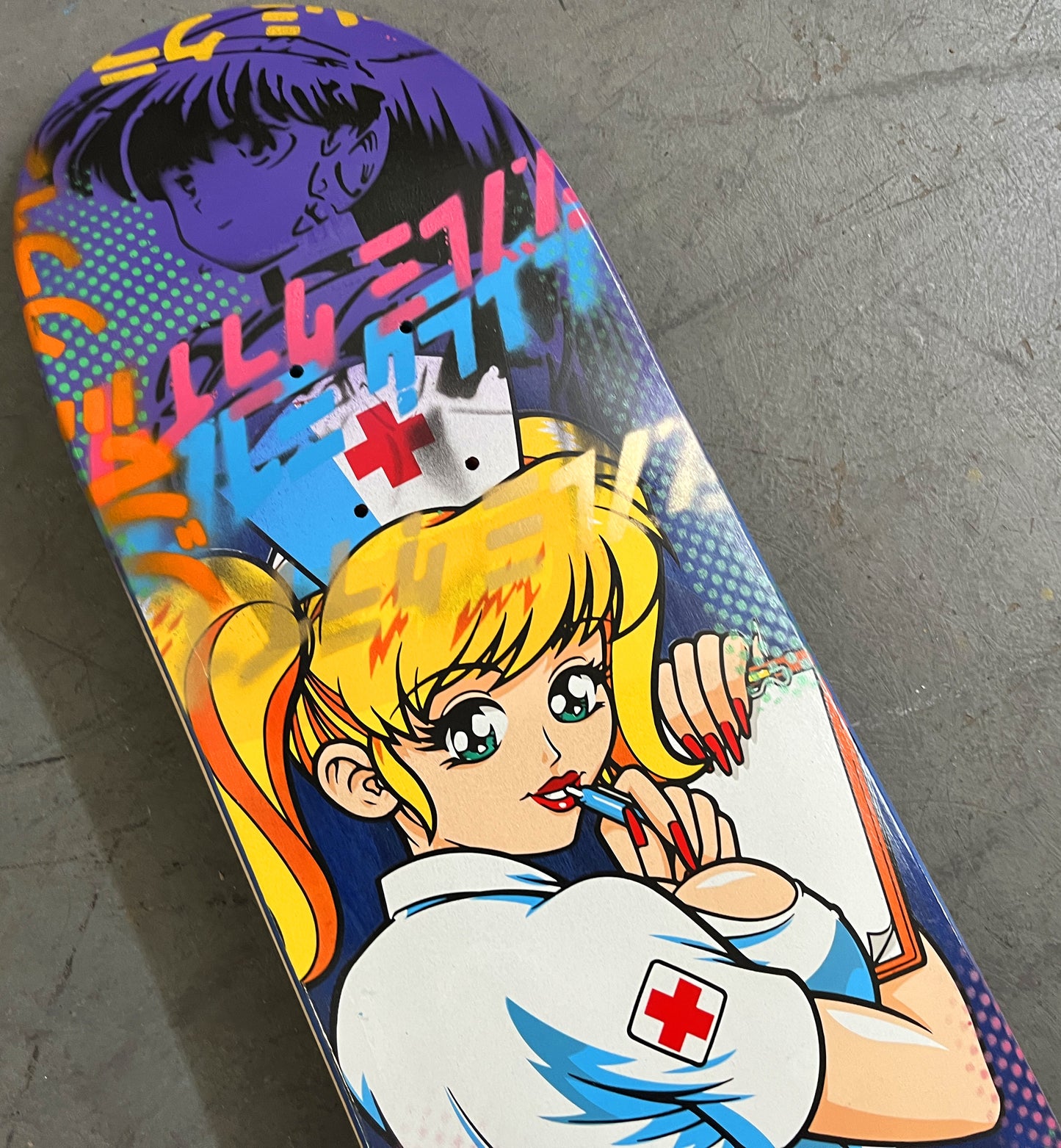 nurse angel 8.0 X 31.75 PURPLE GLITTER MIXED PROCESS SIGNED 1 of 1