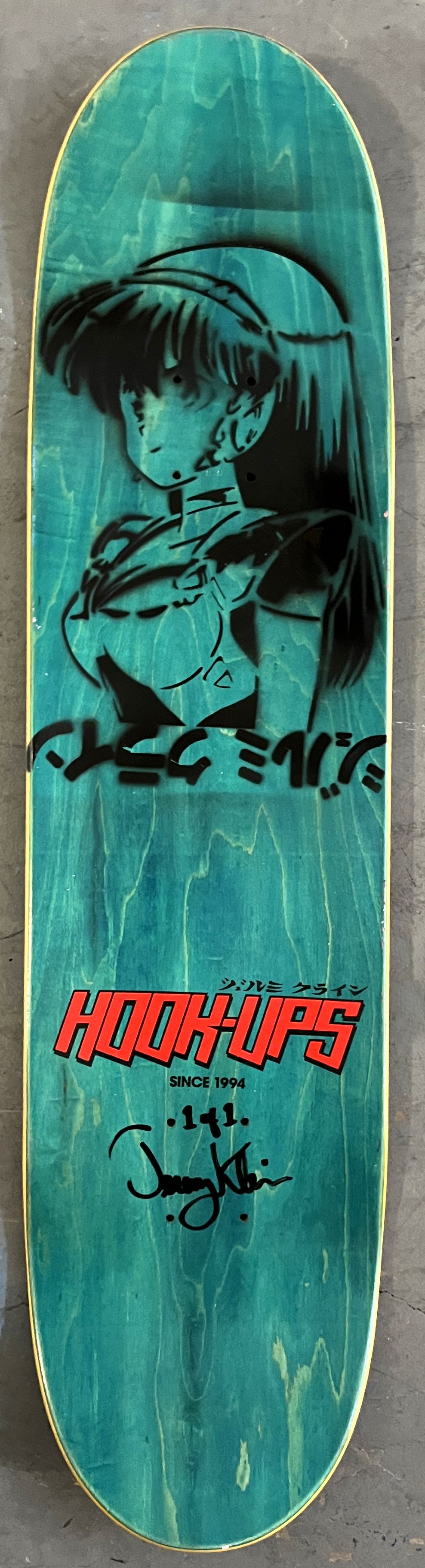 waitress in trouble 8.0 X 31.75 ANODIZED BLUE/RED MIXED PROCESS SIGNED 1 of 1