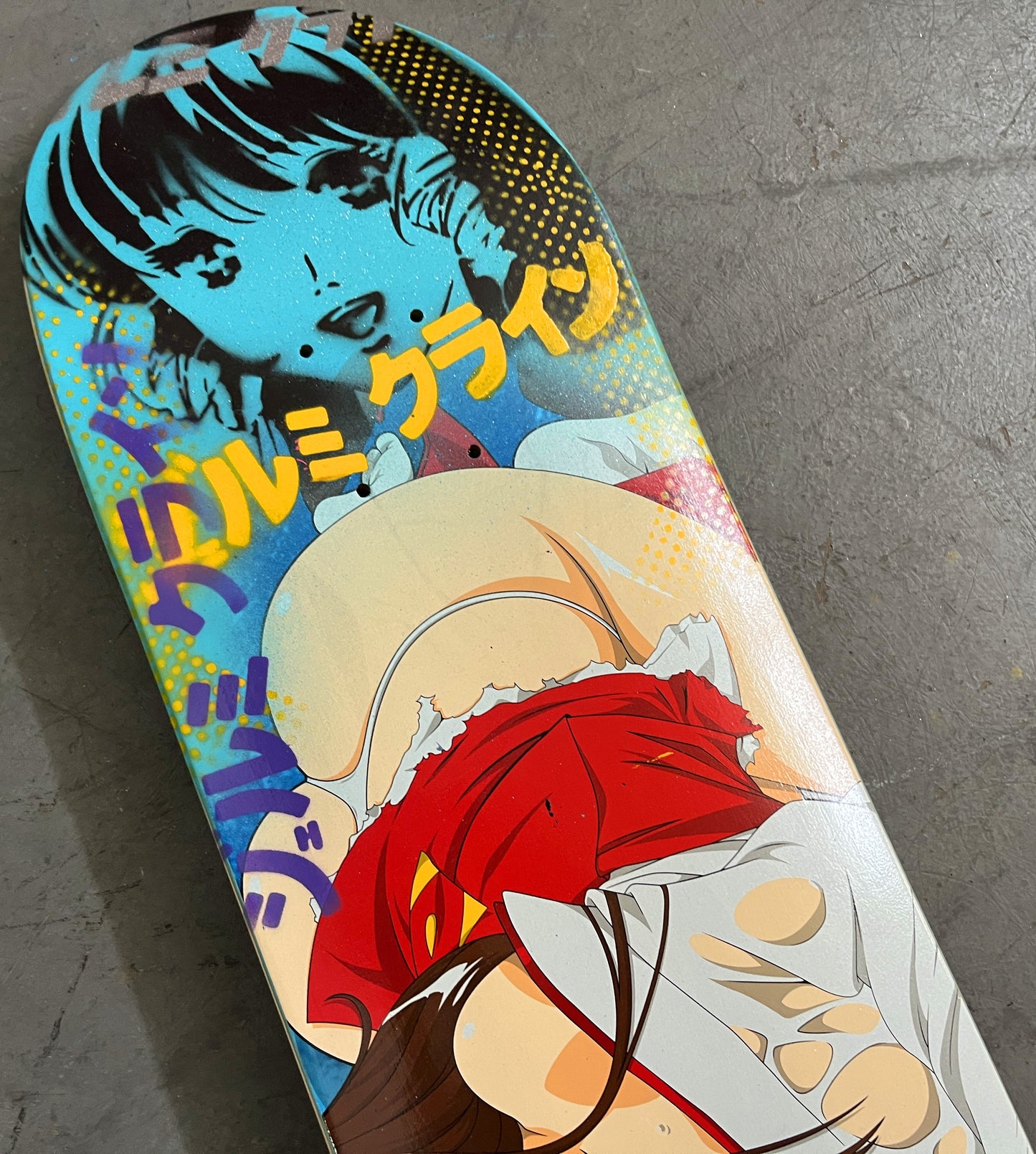 samurai maiden 8.5 X 32.25 BLUE GLITTER MIXED PROCESS SIGNED 1 of 1