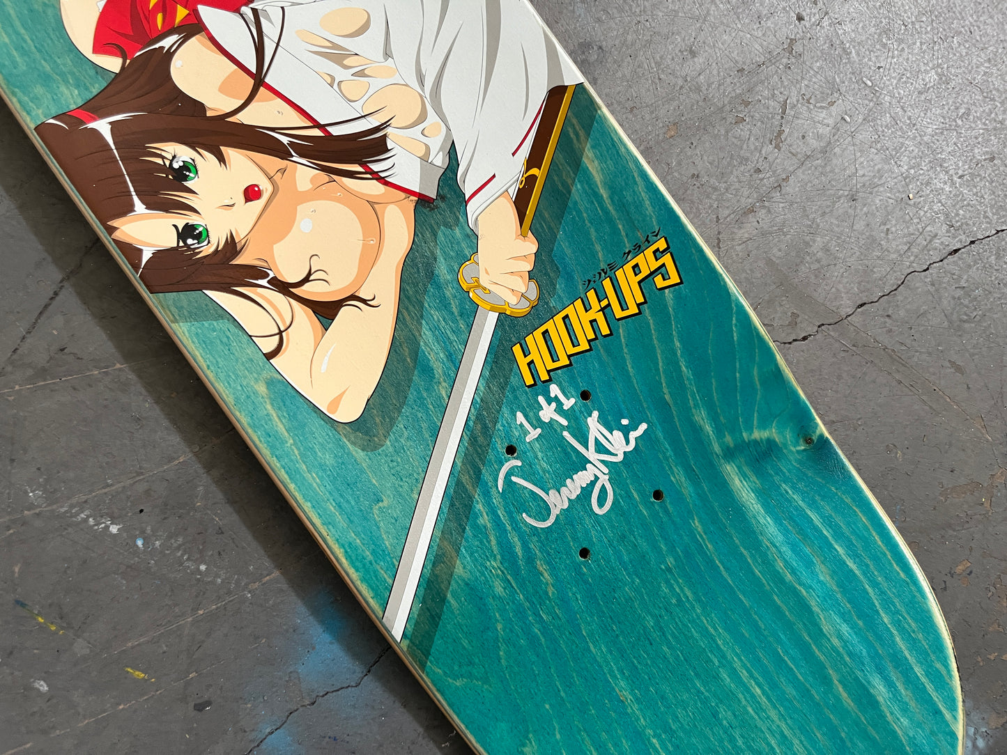 samurai maiden 8.5 X 32.25 BLUE GLITTER MIXED PROCESS SIGNED 1 of 1