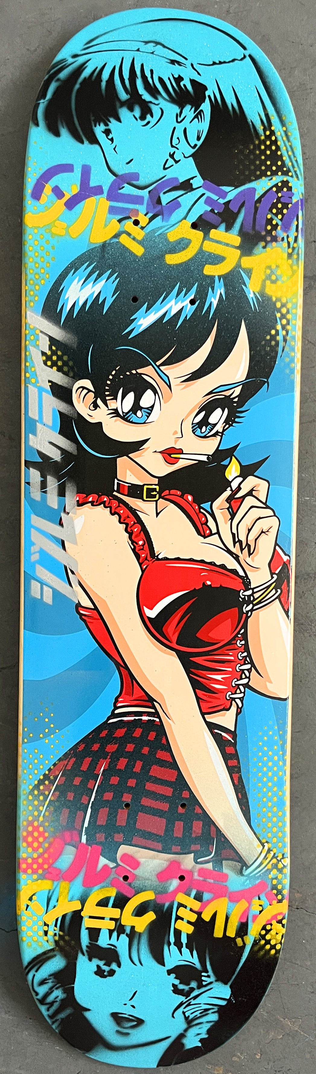 poison 8.0 X 31.75 BLUE GLITTER MIXED PROCESS SIGNED 1 of 1