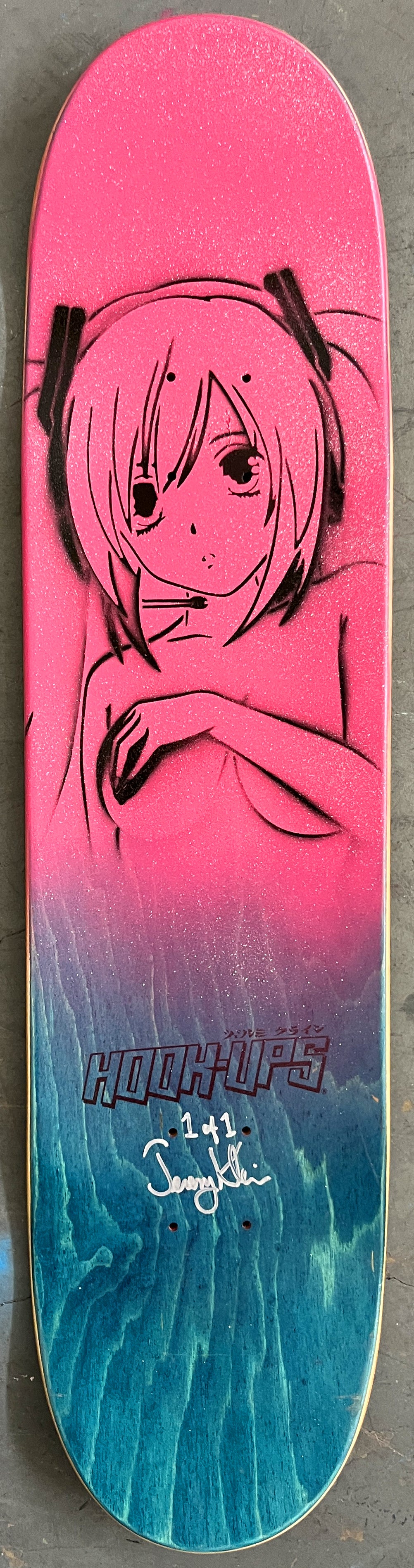 poison 8.0 X 31.75 BLUE GLITTER MIXED PROCESS SIGNED 1 of 1