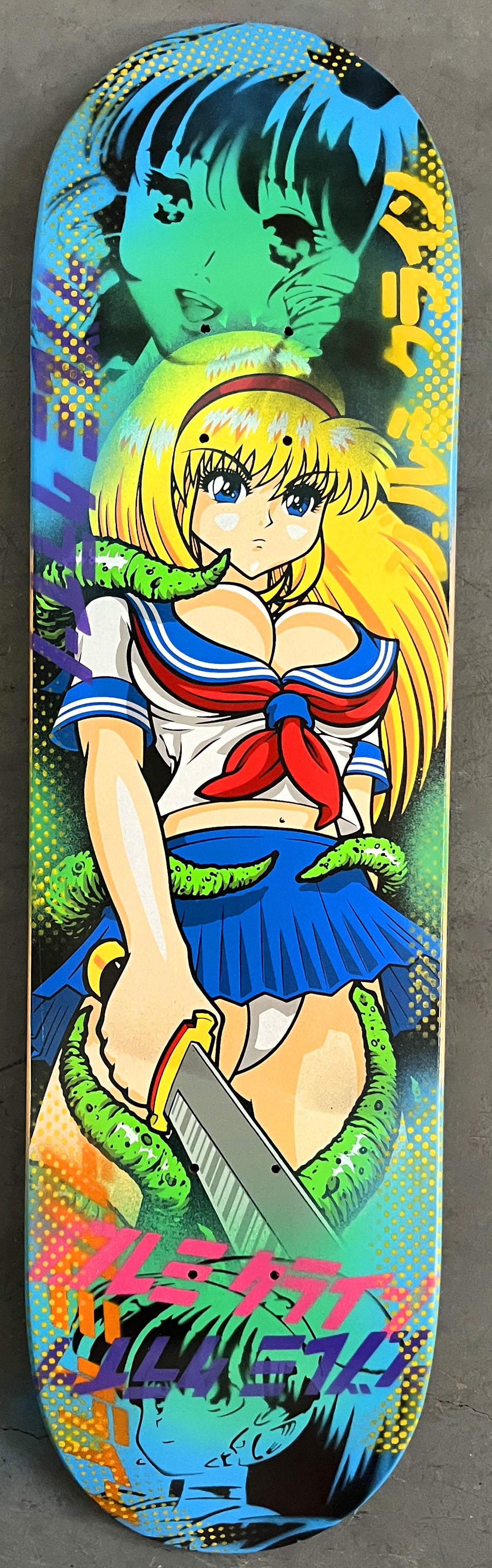 tentacle school girl 8.25 X 32.25 BLUE/GREEN BLUE MIXED PROCESS SIGNED 1 of 1