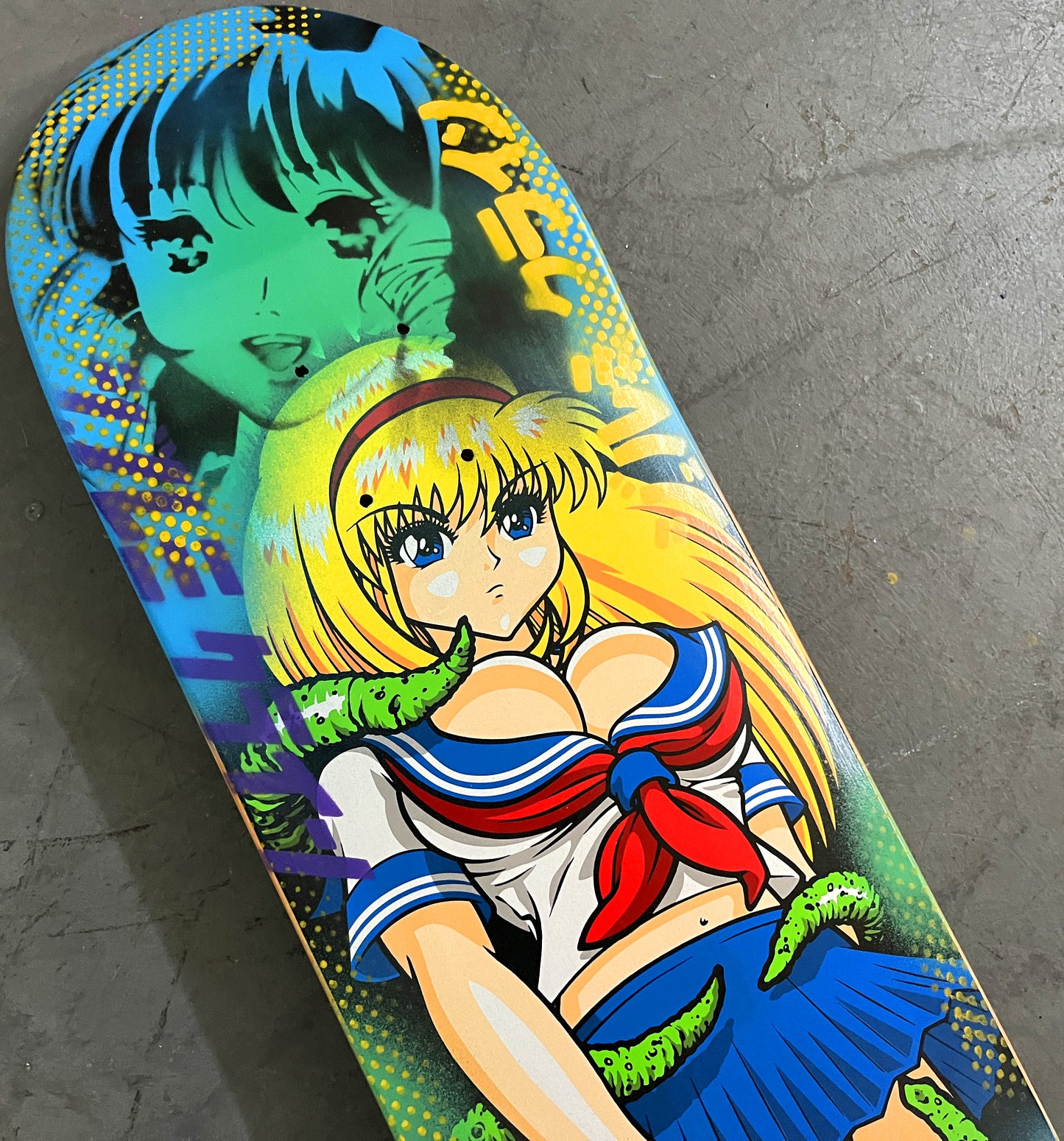 tentacle school girl 8.25 X 32.25 BLUE/GREEN BLUE MIXED PROCESS SIGNED 1 of 1