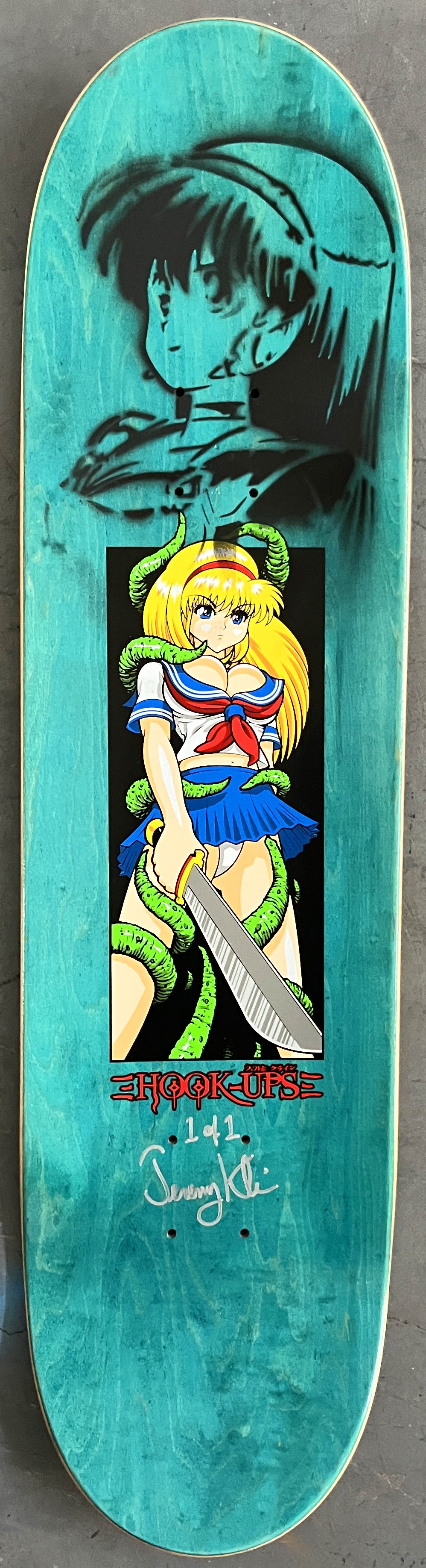 tentacle school girl 8.25 X 32.25 BLUE/GREEN BLUE MIXED PROCESS SIGNED 1 of 1