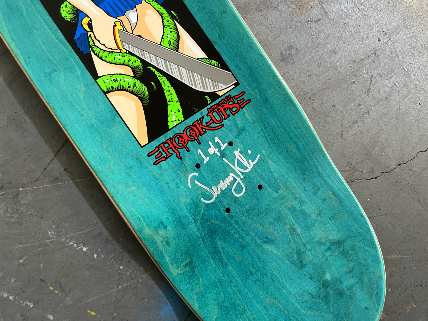 tentacle school girl 8.25 X 32.25 BLUE/GREEN BLUE MIXED PROCESS SIGNED 1 of 1