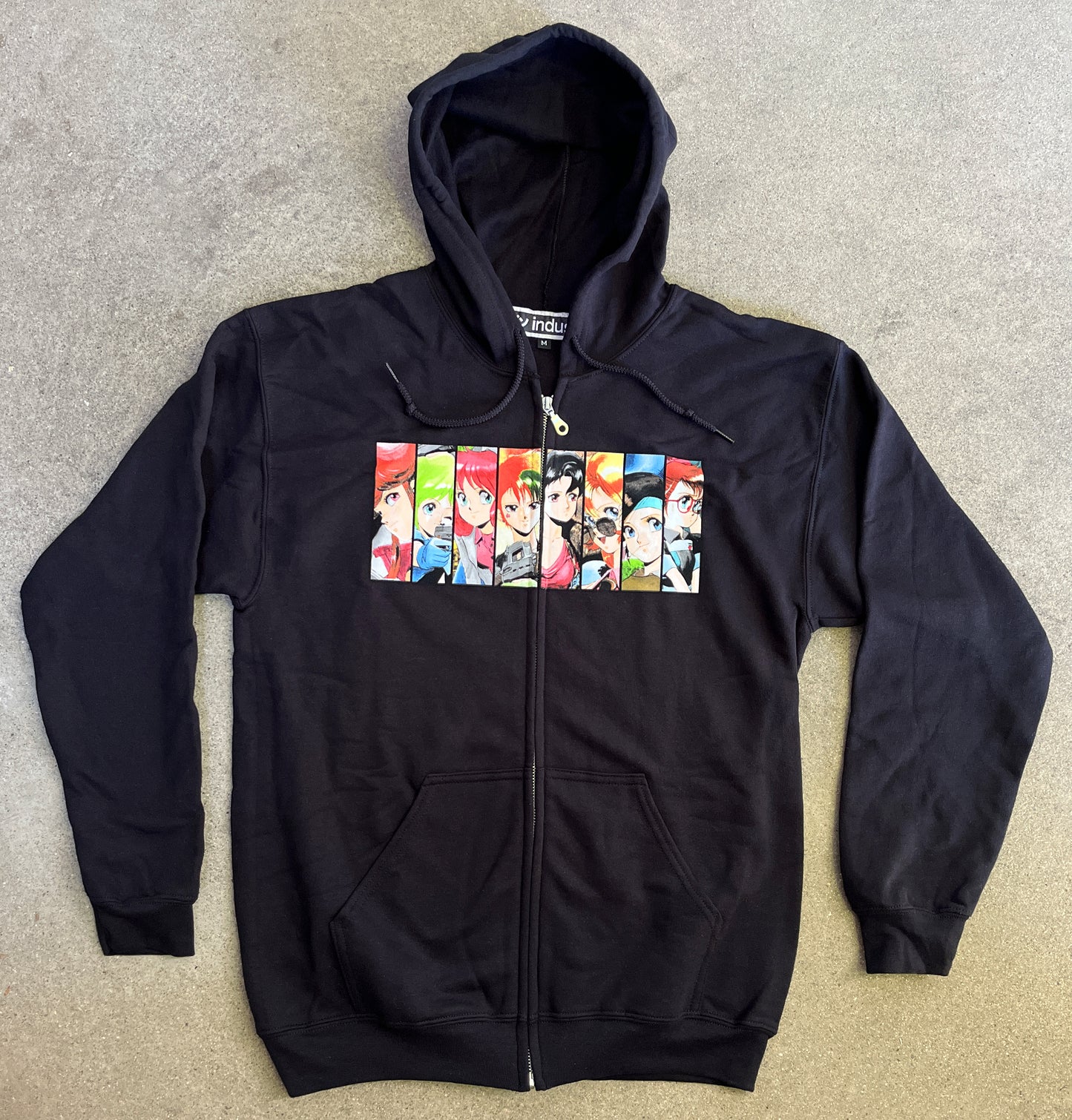 bubblegum zipper hood sweatshirt - BLACK