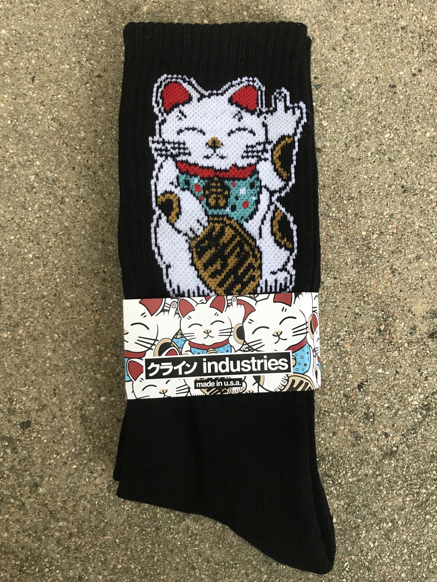 unlucky cat socks - BLACK