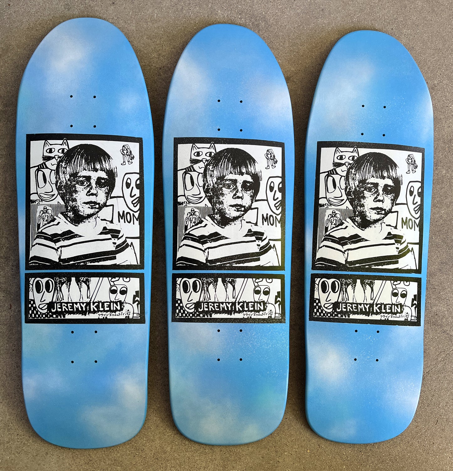 SIGNED portrait hand screened HAND PAINTED CLOUDS 9.75 X 32.25