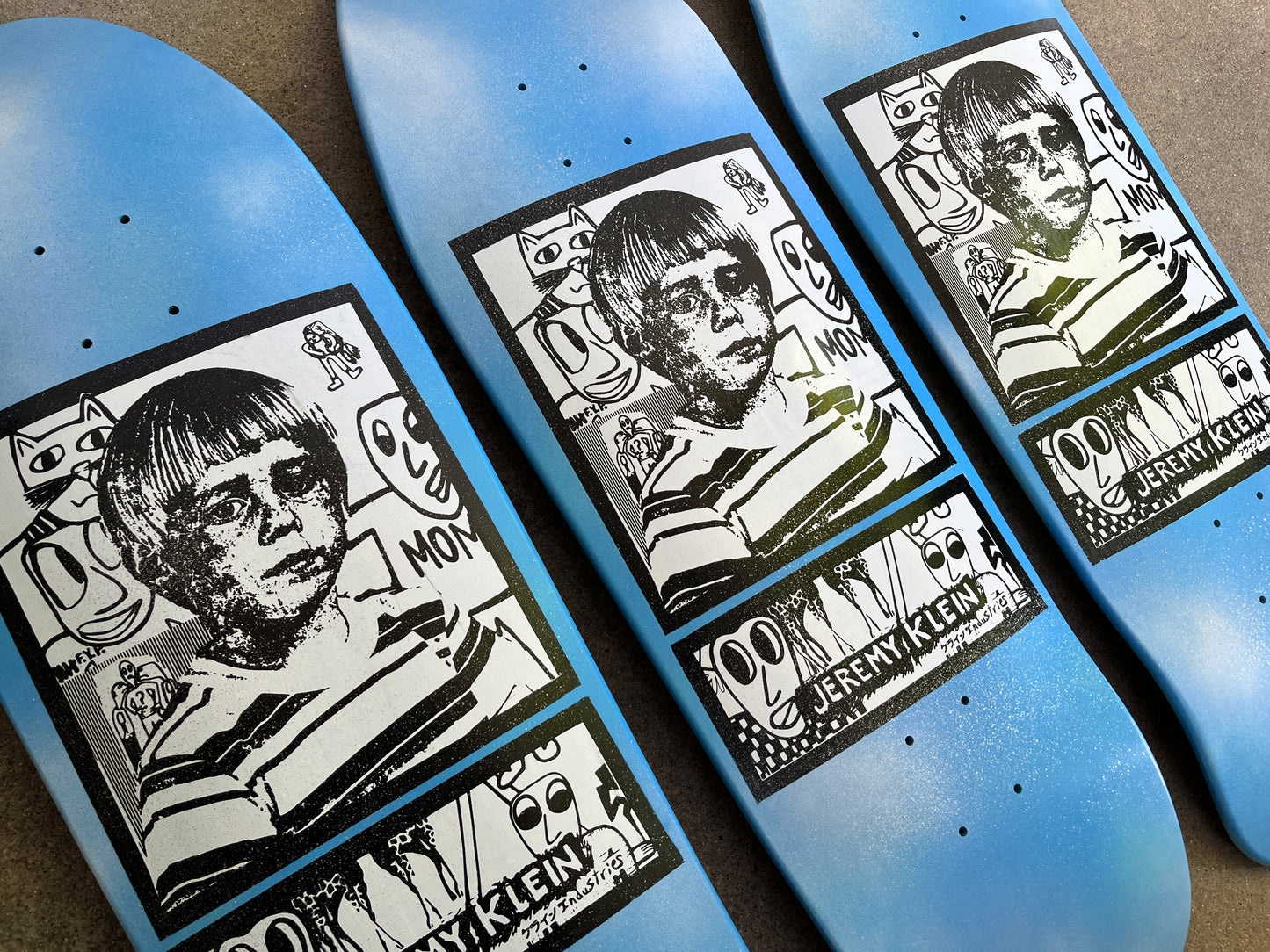 SIGNED portrait hand screened HAND PAINTED CLOUDS 9.75 X 32.25