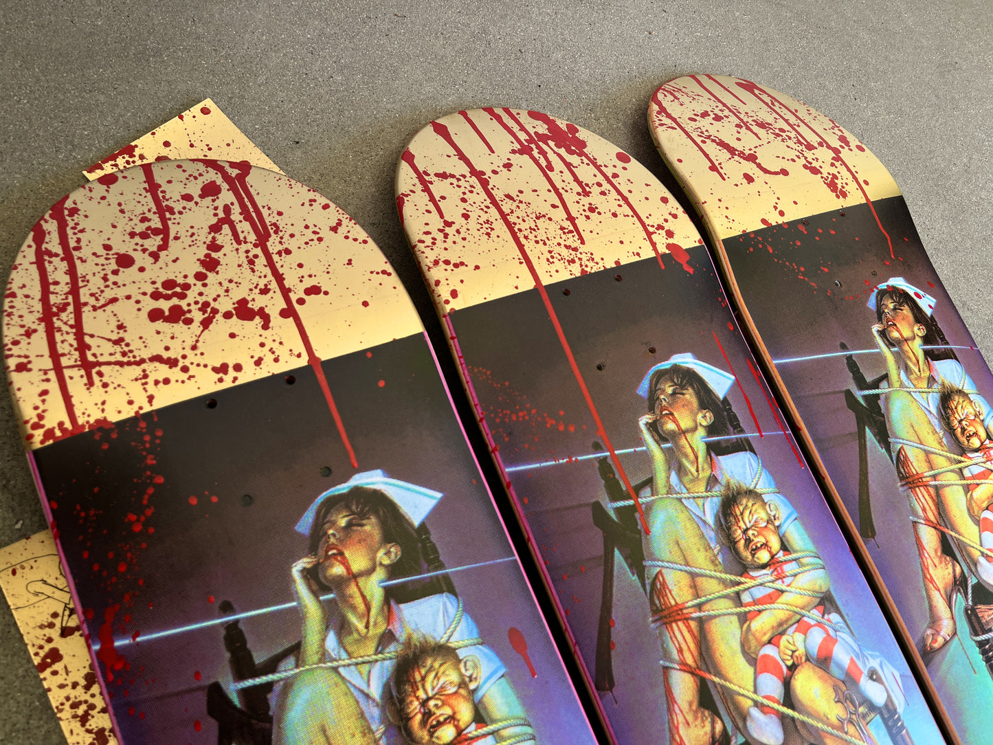 nurse 8.25 X 32.25 HAND PAINTED BLOOD W/ POSTCARD ONLY 13 MADE