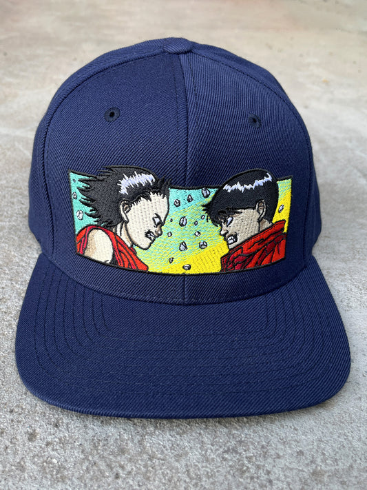 tetsuo vs kaneda embroidered snapback hat - NAVY