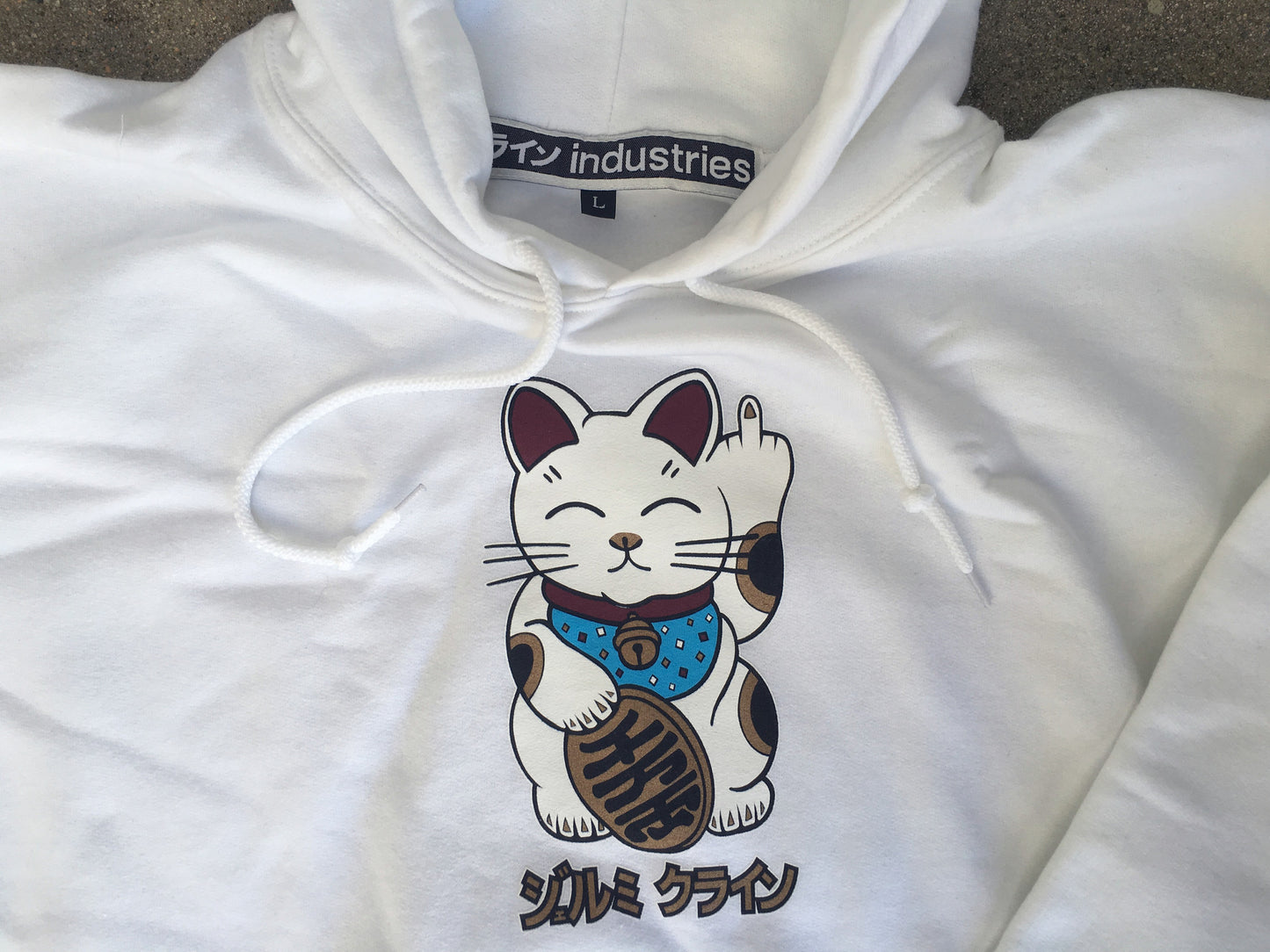 unlucky cat hooded sweatshirt - WHITE
