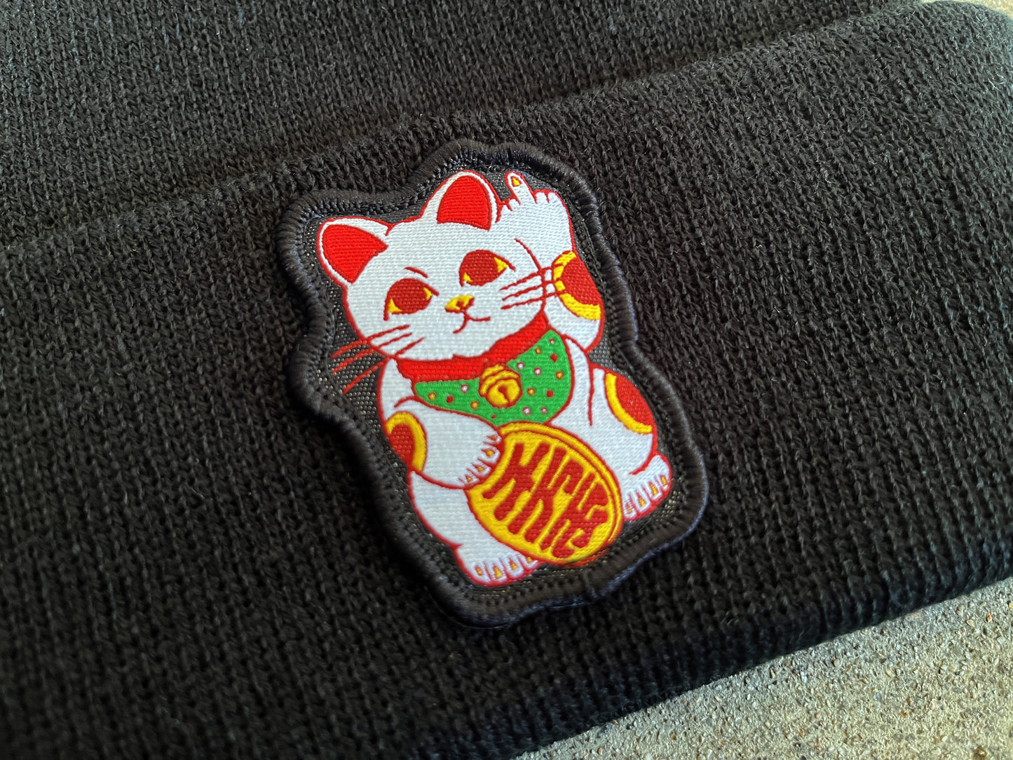 unlucky cat beanie - BLACK