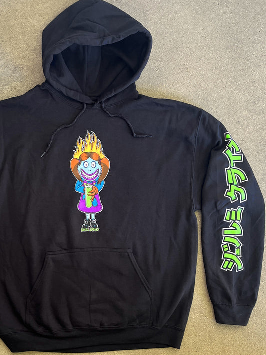 demon child hooded sweatshirt - BLACK