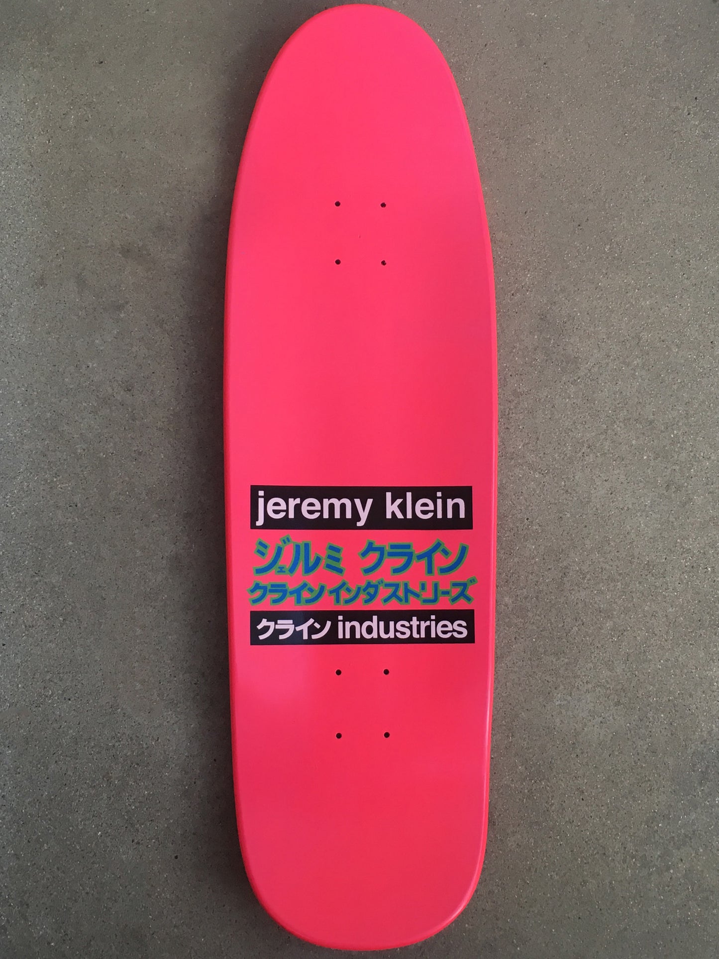 jeremy klein hand screened dream girl board DIPPED PINK original size 9.5 X 31.75 wheelbase 14.25