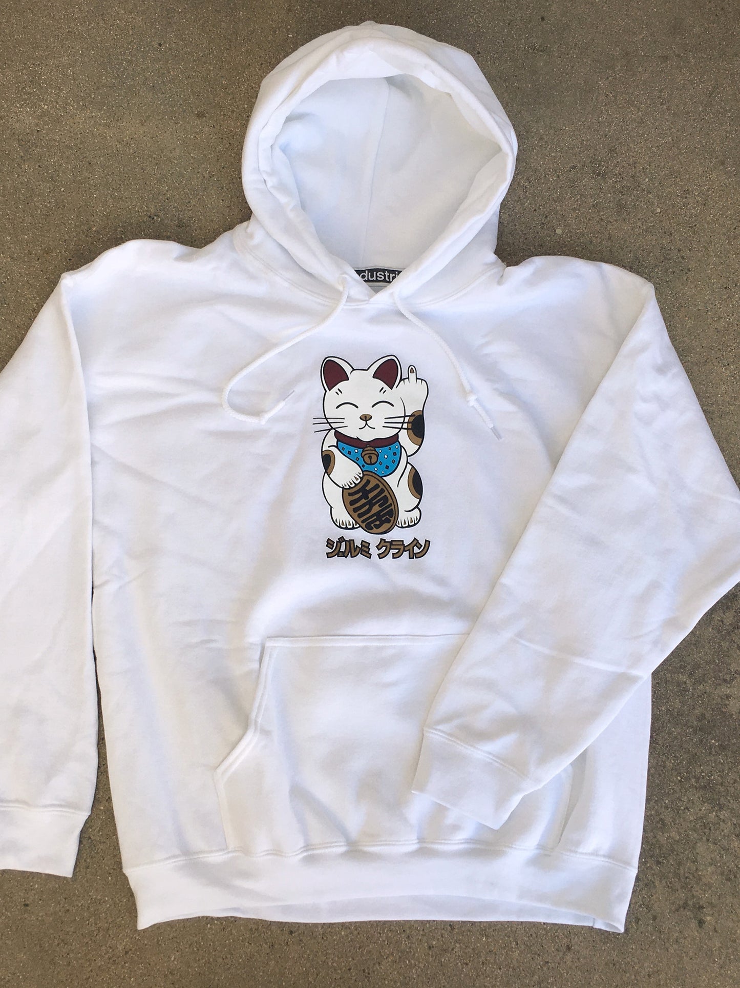 unlucky cat hooded sweatshirt - WHITE