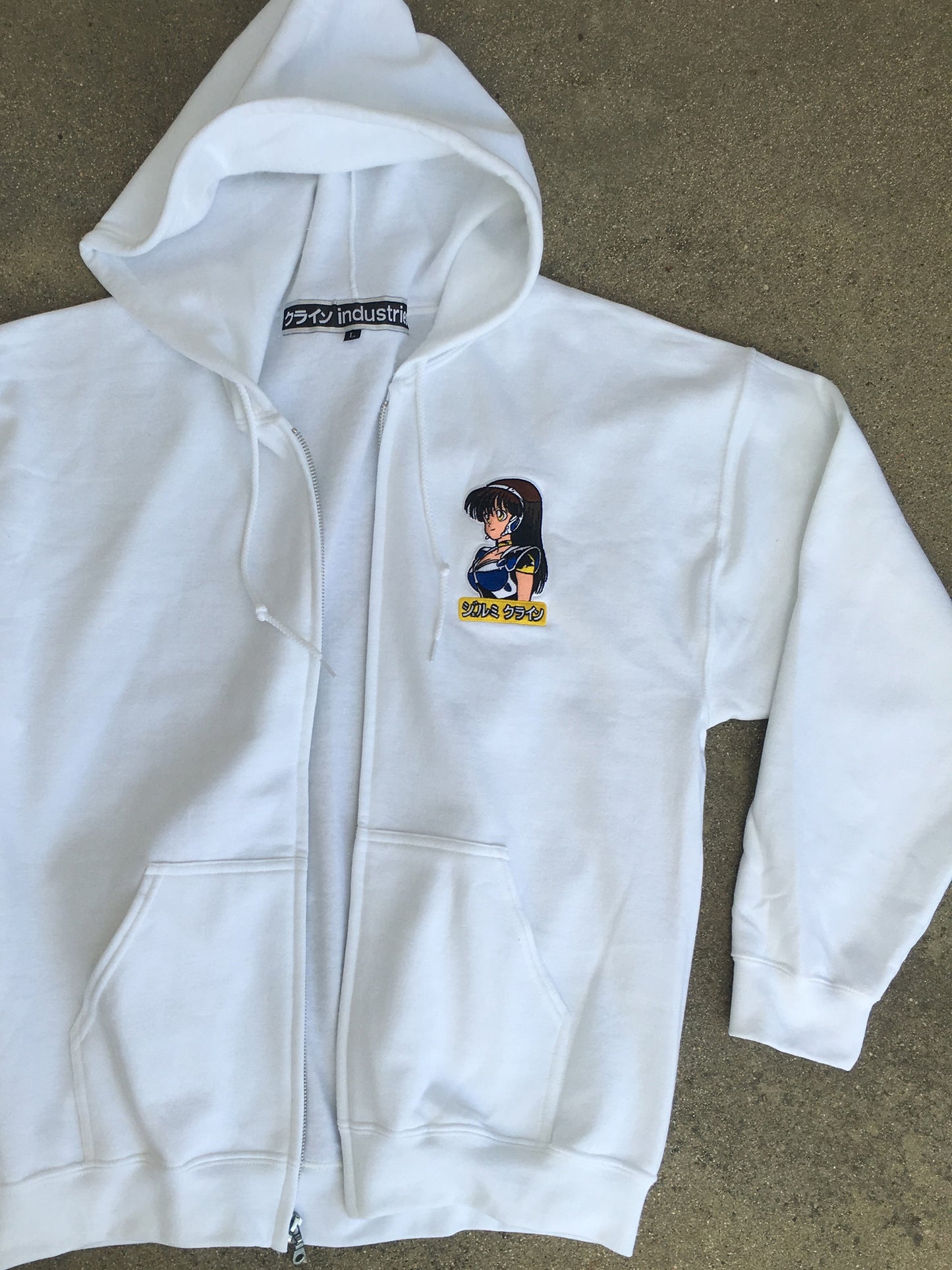 dream girl embroidered zipper hood - WHITE