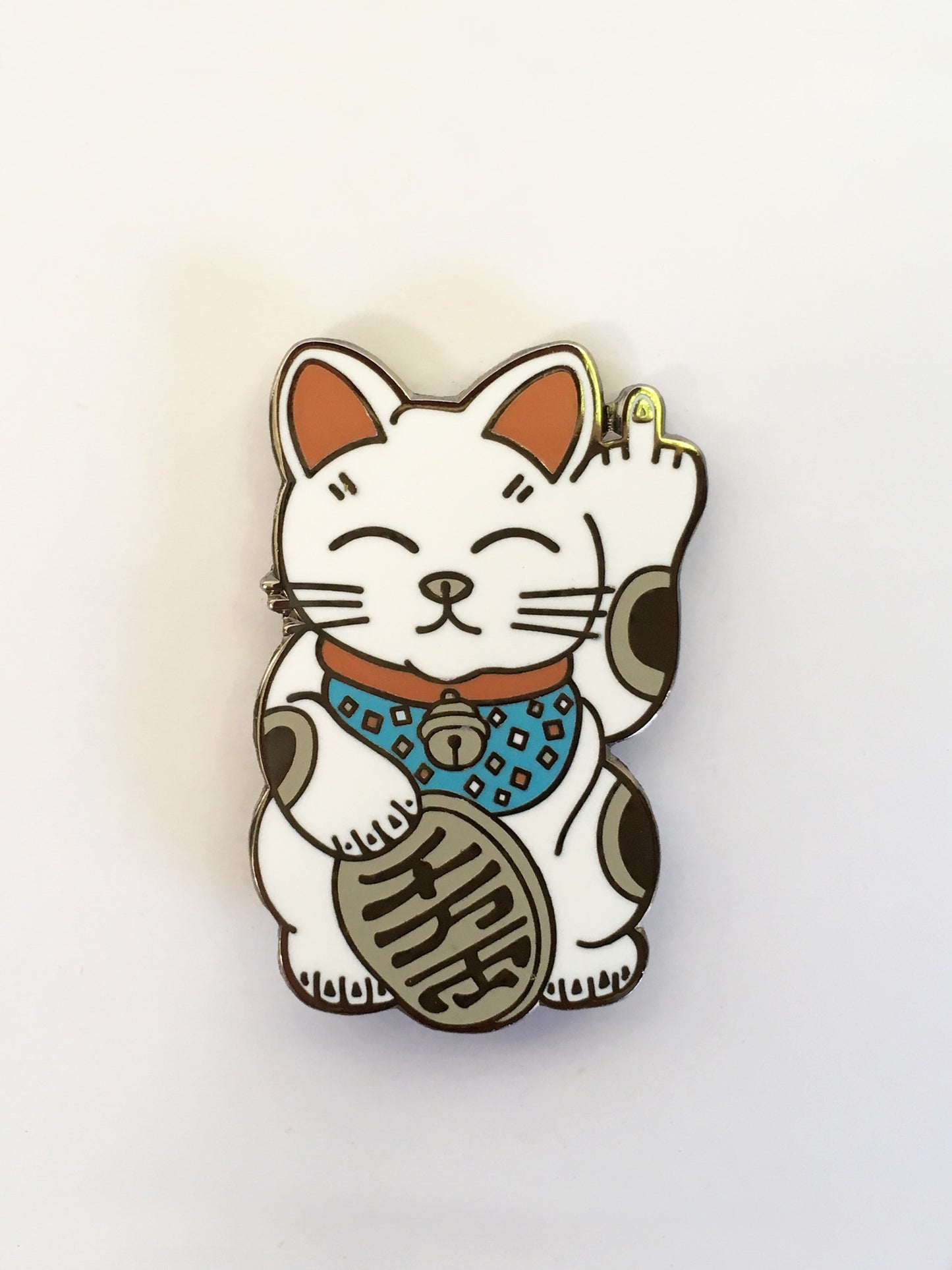 1.25 inch kawaii unlucky cat black nickel enamel pin