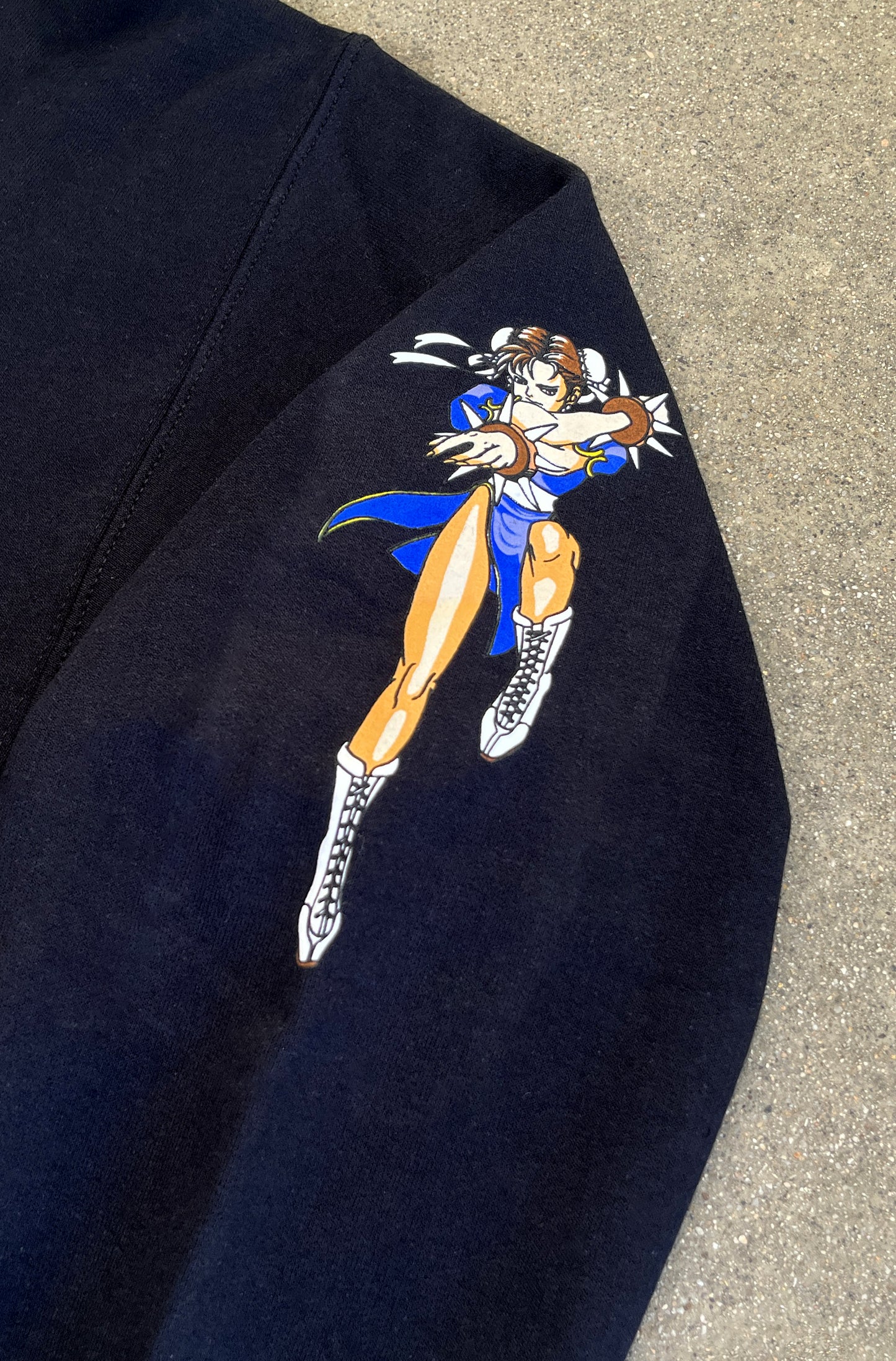chun li hooded sweatshirt - BLACK