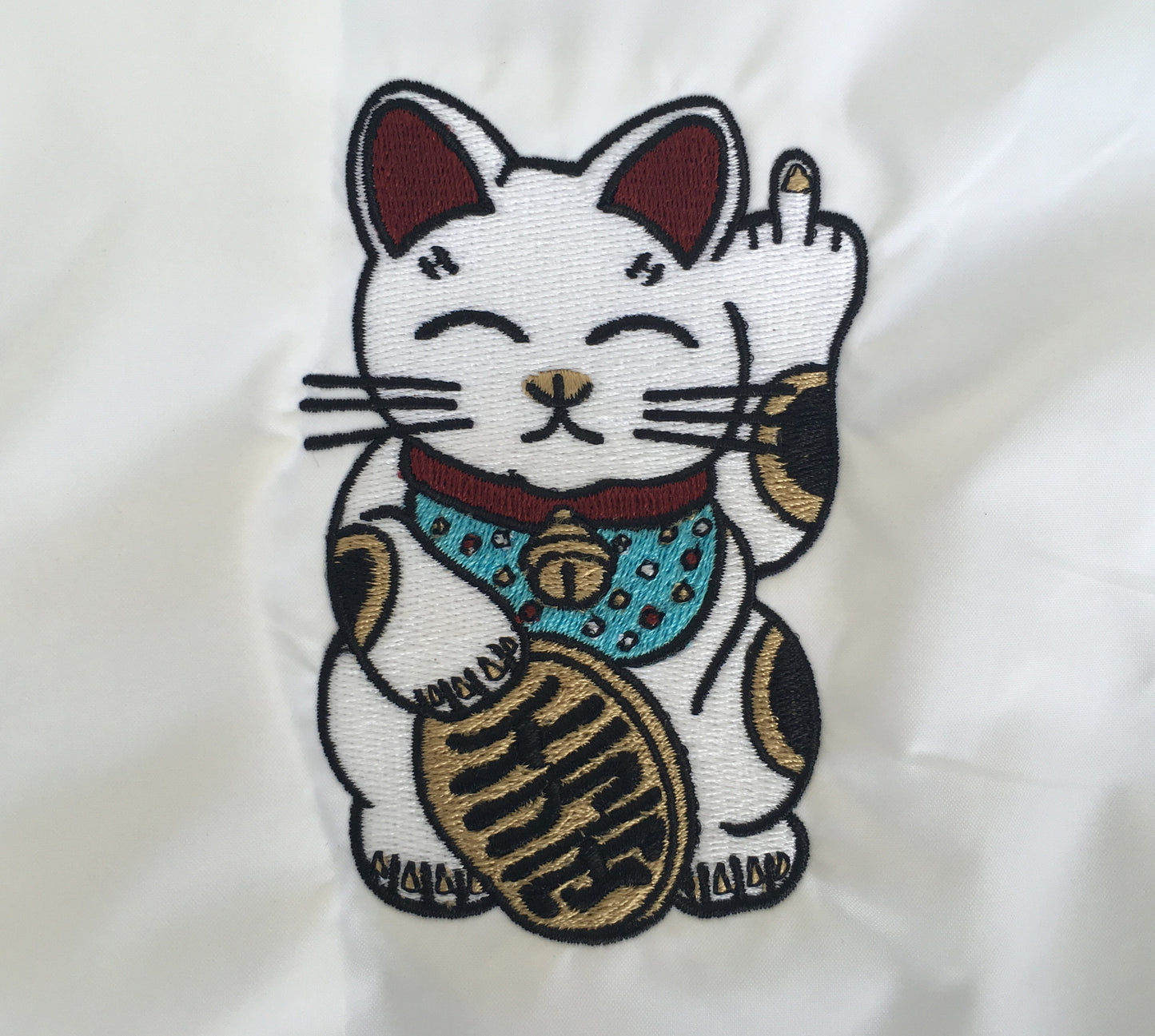 kawaii unlucky cat jacket - WHITE