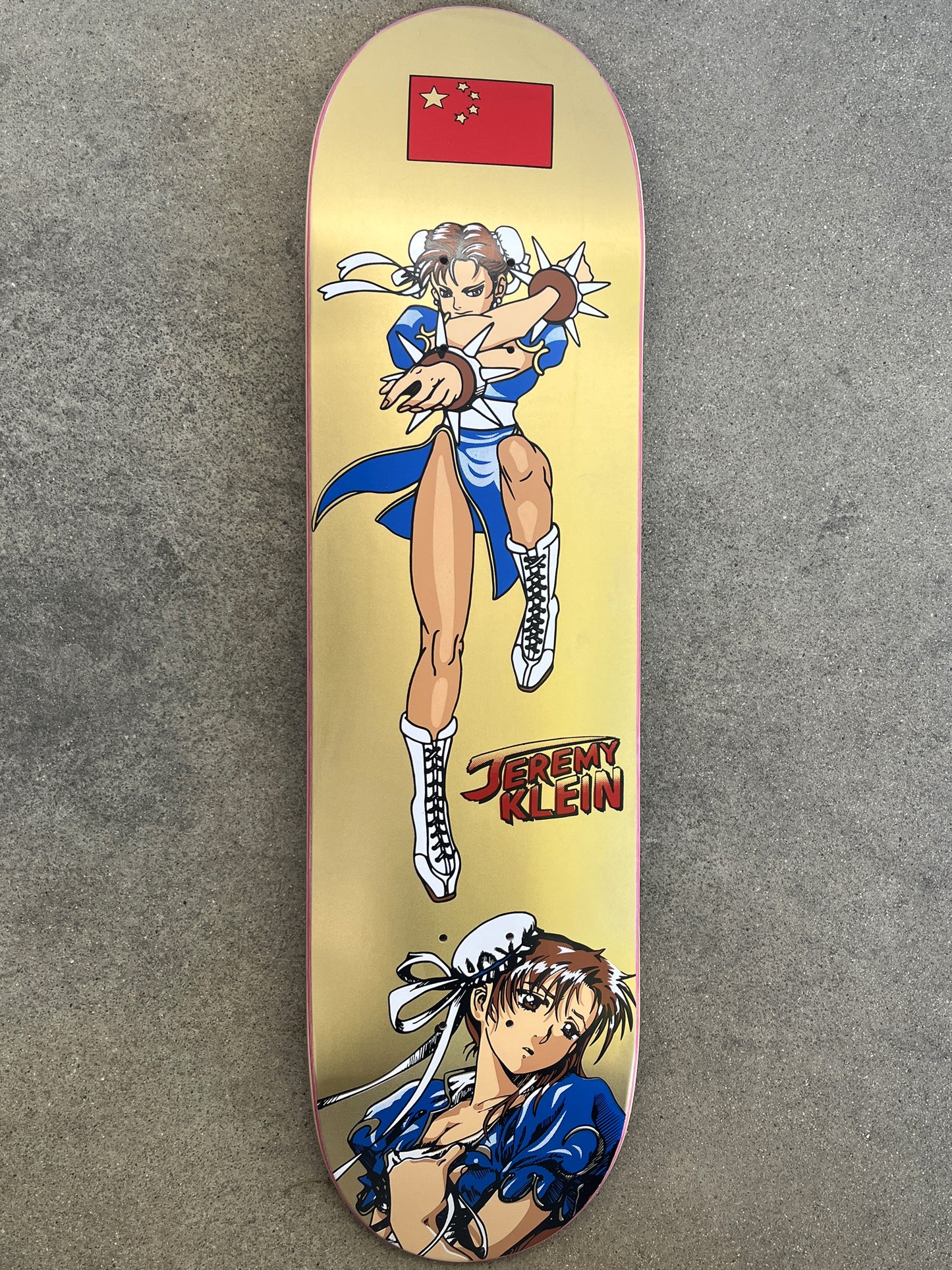 SIGNED OG chun li METALLIC GOLD 8.25 X 32 HAND SCREENED