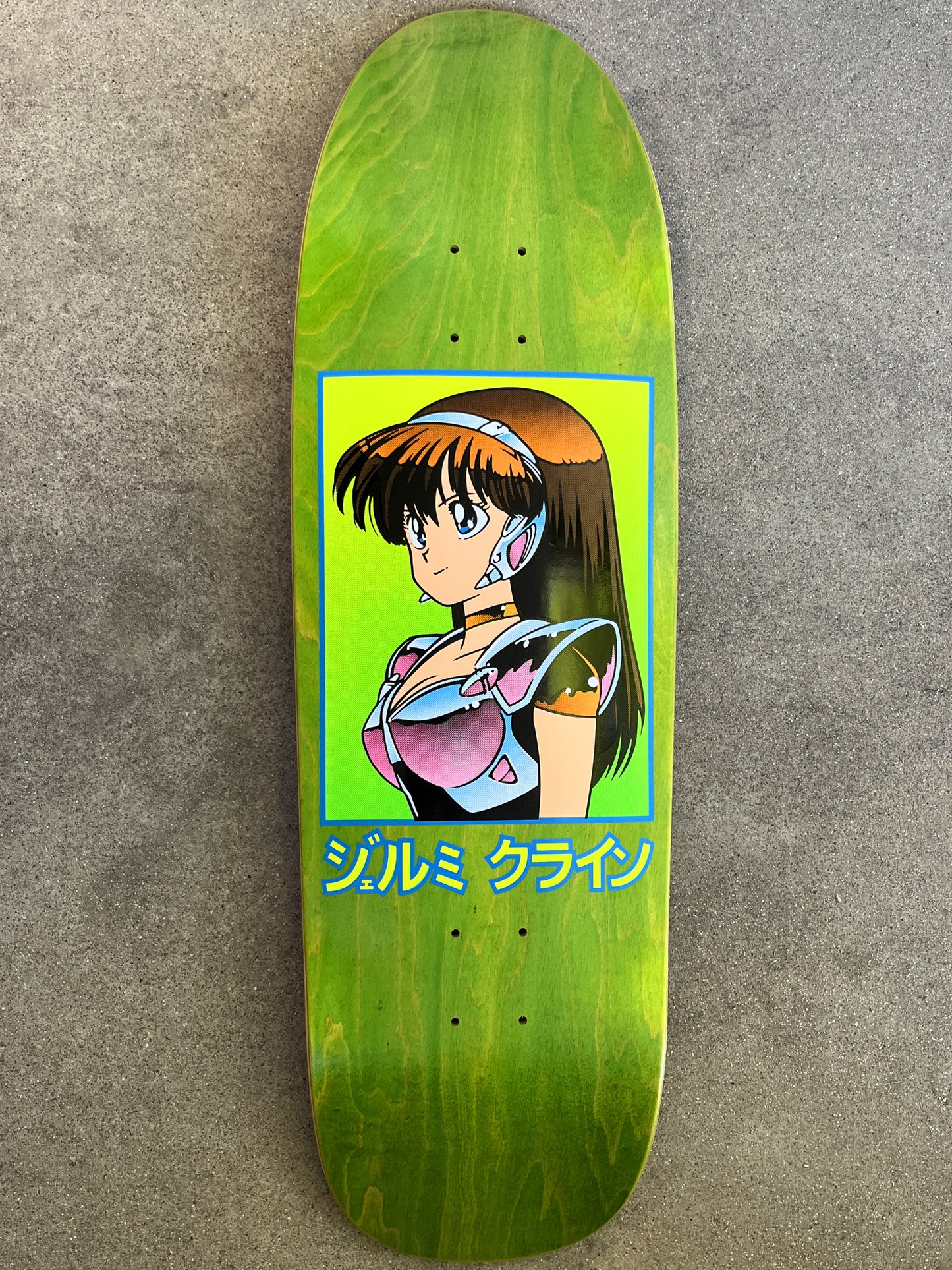 dream girl board GREEN original size 9.5 X 31.75 wheelbase 14.25