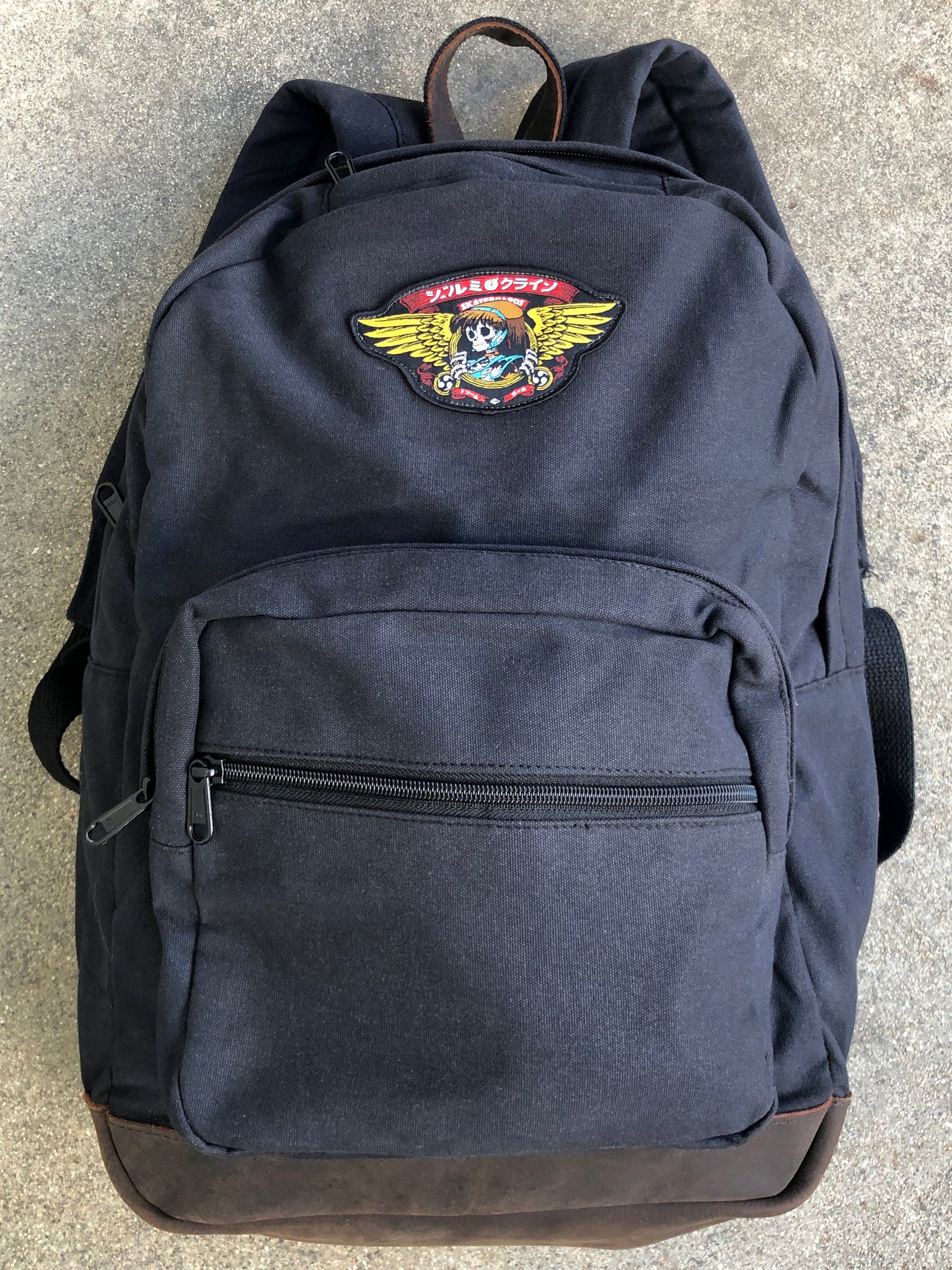 black backpack with brown leather bottom dream wings canvas backpack