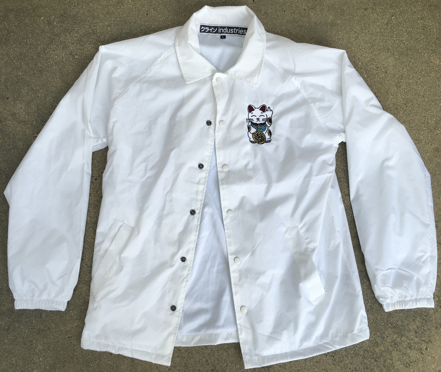 kawaii unlucky cat jacket - WHITE