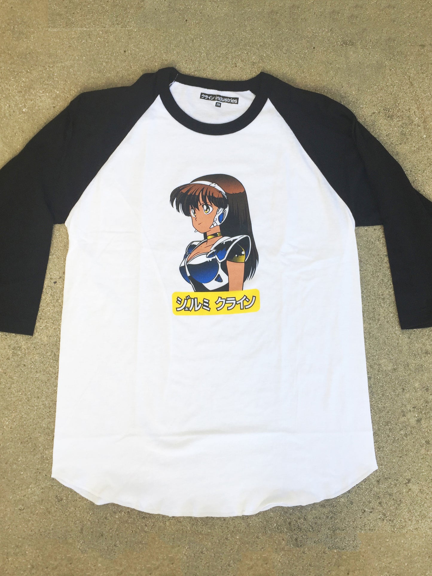 jeremy klein silk screened dream girl raglan t-shirt white/black