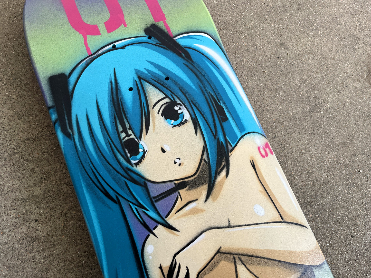 SIGNED HAND PAINTED hatsune board PURPLE/GREEN FADE