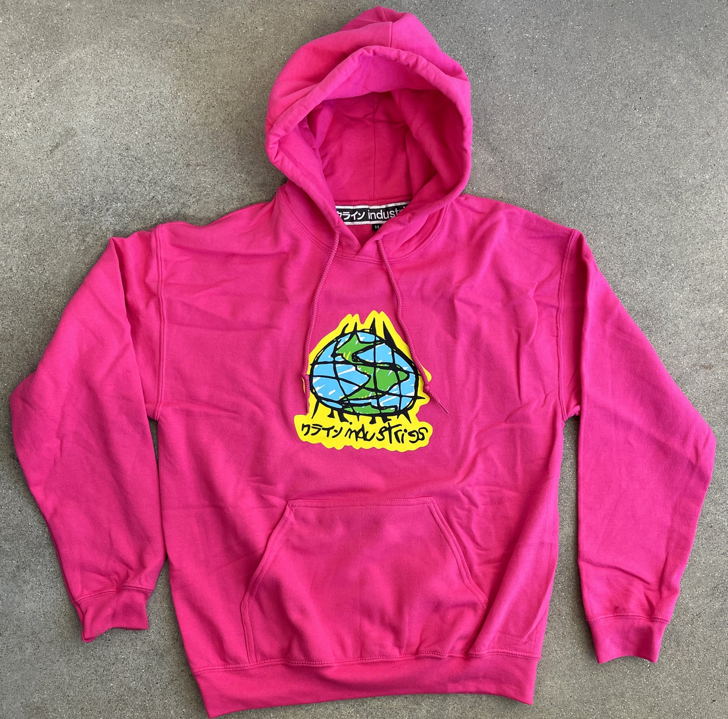 scribble globe hooded sweatshirt - PINK