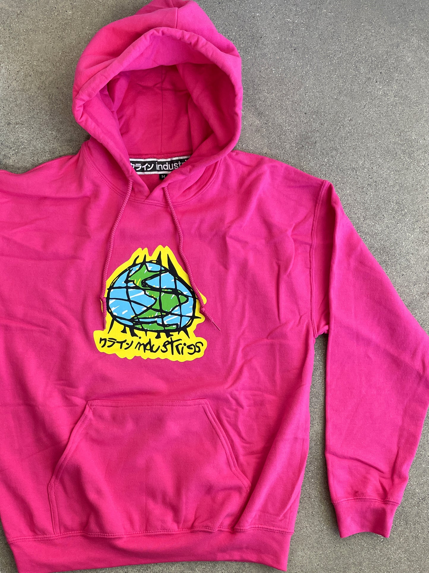 scribble globe hooded sweatshirt - PINK