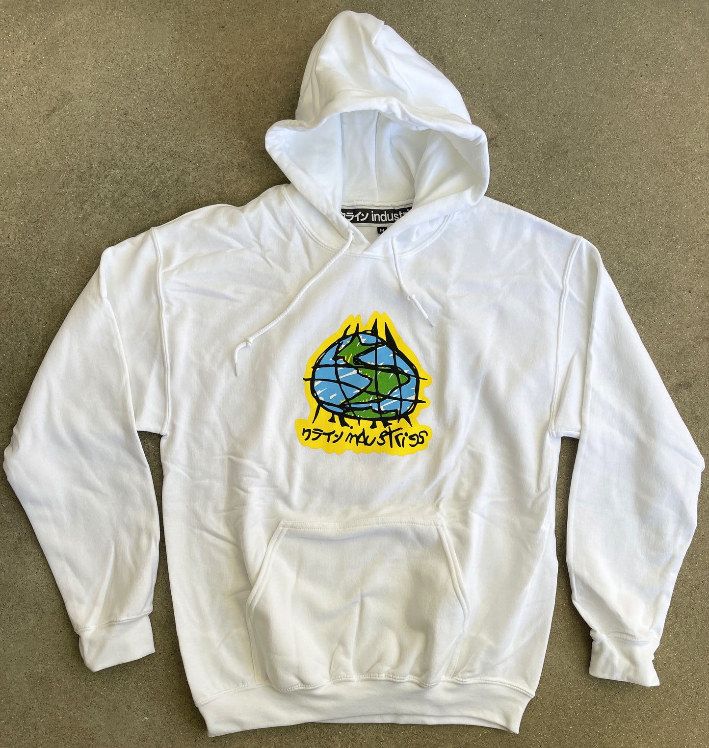 scribble globe hooded sweatshirt - WHITE
