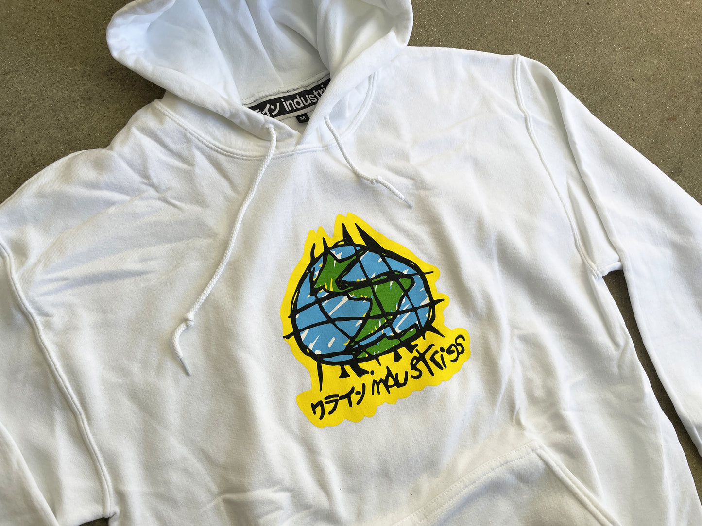 scribble globe hooded sweatshirt - WHITE