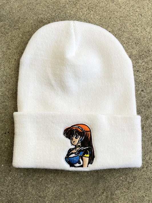dream girl embroidered beanie - WHITE